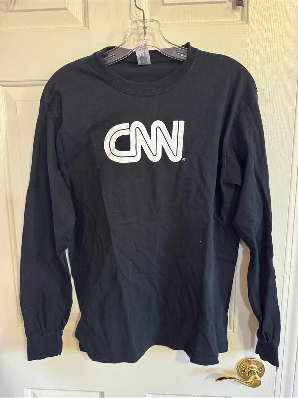 Black Long Sleeve CNN Logo Tee